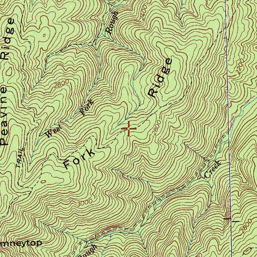 Topographic Map of Fork Ridge, TN