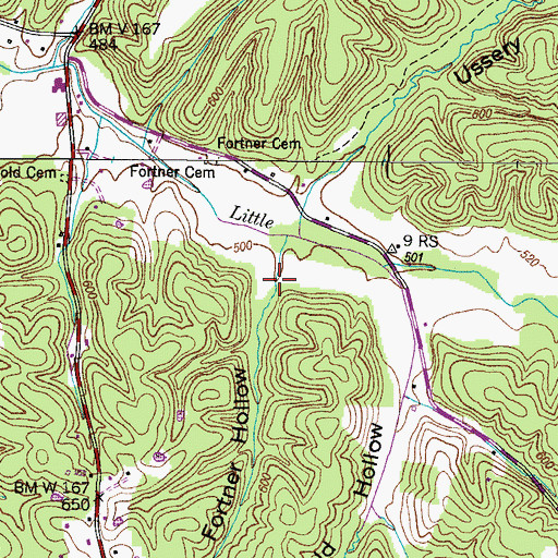 Topographic Map of Fortner Hollow, TN