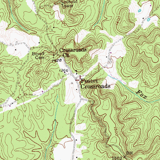 Topographic Map of Foster Crossroads, TN