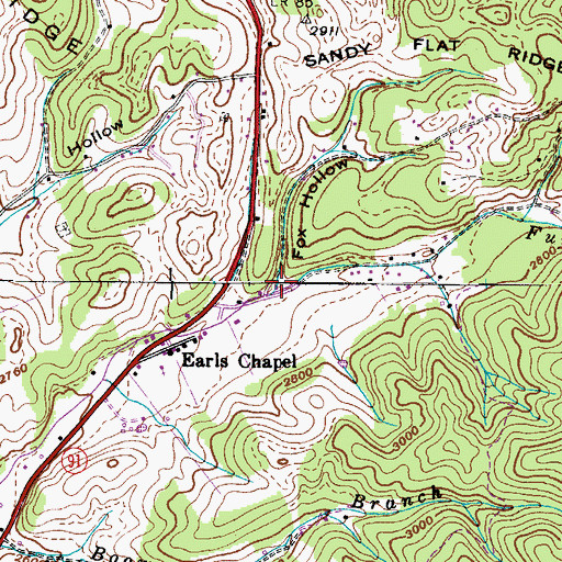 Topographic Map of Fox Hollow, TN