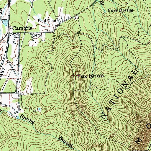 Topographic Map of Fox Knob, TN
