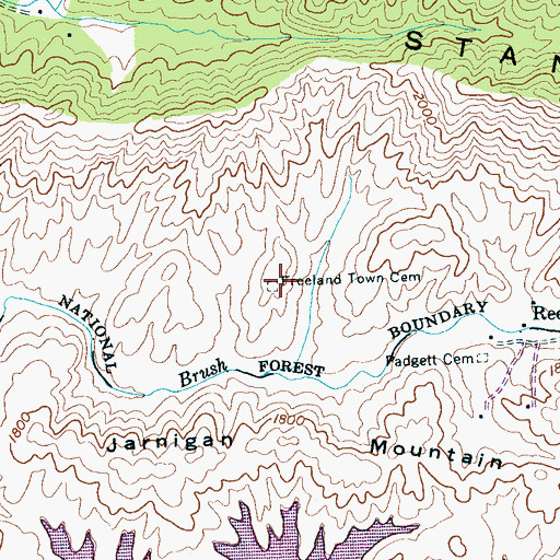 Topographic Map of Freeland Town Cemetery, TN