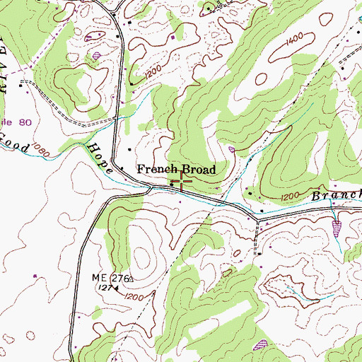 Topographic Map of French Broad Church, TN