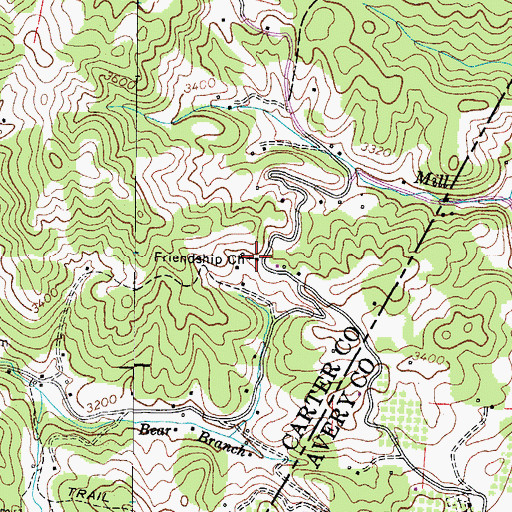 Topographic Map of Friendship Church, TN