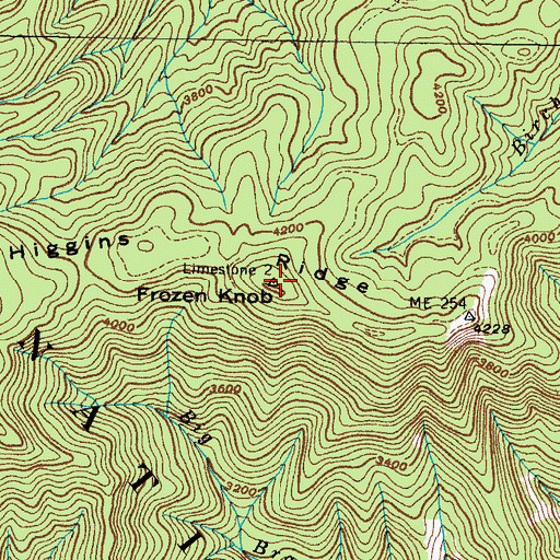 Topographic Map of Frozen Knob, TN