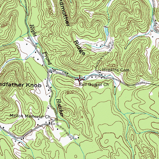 Topographic Map of Full Gospel Church, TN