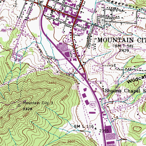 Topographic Map of Furnace Creek, TN