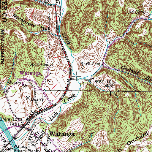 Topographic Map of Garland Branch, TN