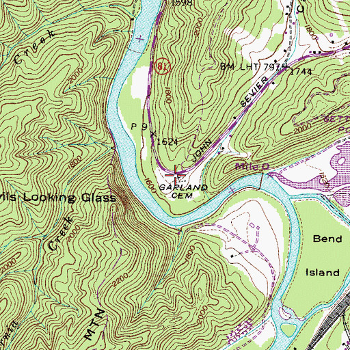 Topographic Map of Garland Cemetery, TN