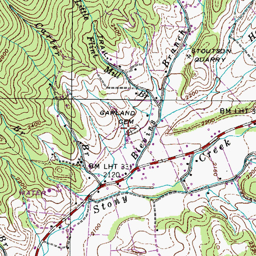 Topographic Map of Garland Cemetery, TN