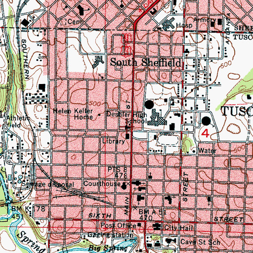 Topographic Map of Calvary Baptist Church, AL