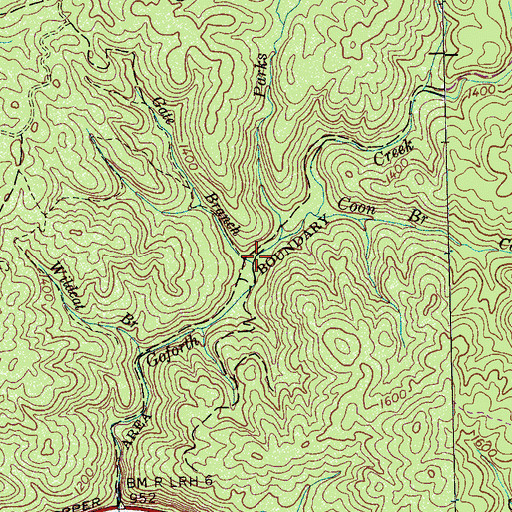 Topographic Map of Gate Branch, TN