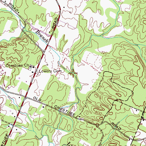 Topographic Map of Gatlin Branch, TN
