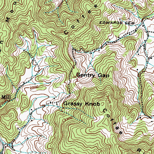Topographic Map of Gentry Gap, TN