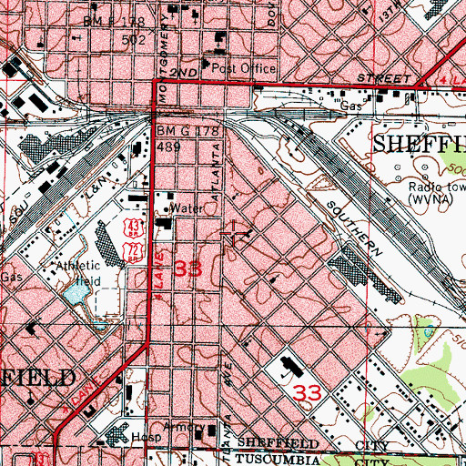 Topographic Map of Calvary Baptist Church, AL