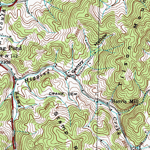 Topographic Map of Gentry Hollow, TN