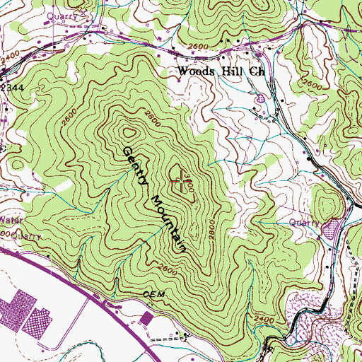 Topographic Map of Gentry Mountain, TN