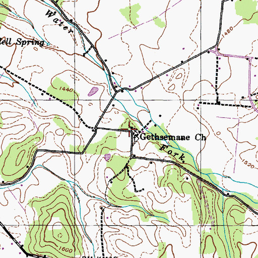 Topographic Map of Gethsemane Church, TN