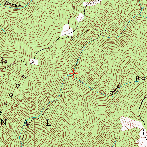 Topographic Map of Gilbert Branch, TN