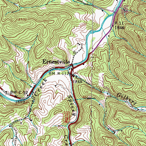 Topographic Map of Gilbert Branch, TN