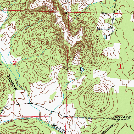 Topographic Map of Campbell Settlement (historical), AL