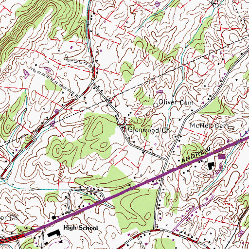 Topographic Map of Glenwood Church, TN