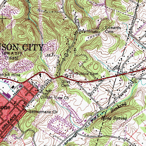 Topographic Map of Gobble Cemetery, TN