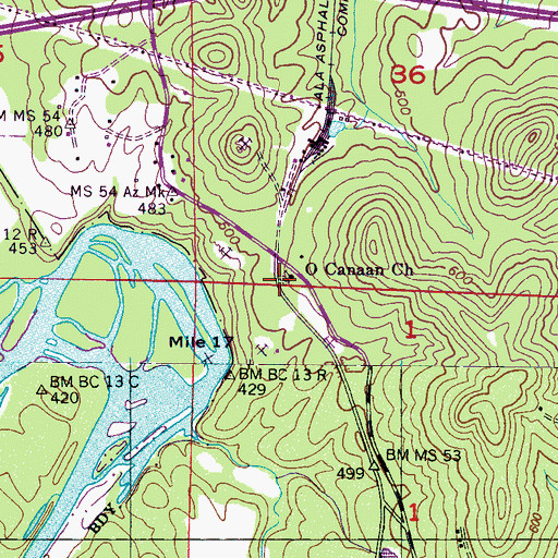 Topographic Map of Canaan Cemetery, AL