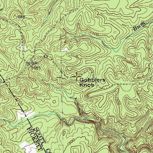 Topographic Map of Gobblers Knob, TN