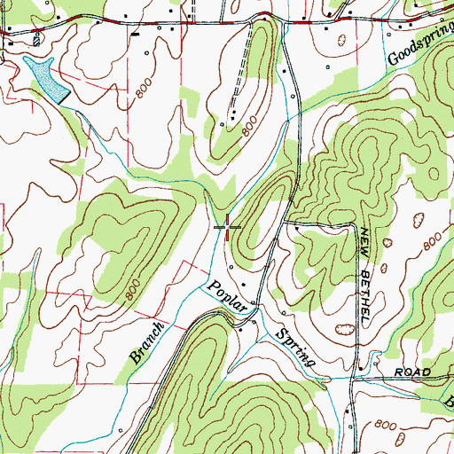 Topographic Map of Goodsprings Branch, TN