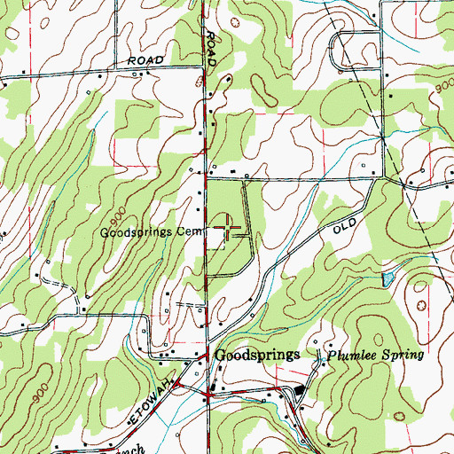 Topographic Map of Goodsprings Cemetery, TN