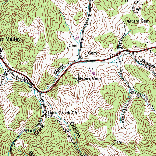 Topographic Map of Gouge Cemetery, TN