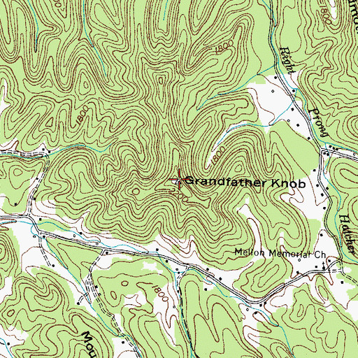 Topographic Map of Grandfather Knob, TN