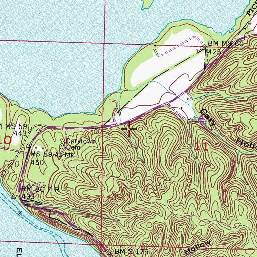 Topographic Map of Cary School (historical), AL
