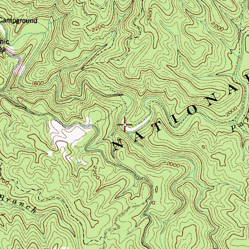 Topographic Map of Grassy Branch, TN