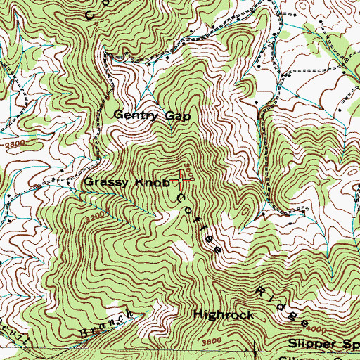 Topographic Map of Grassy Knob, TN
