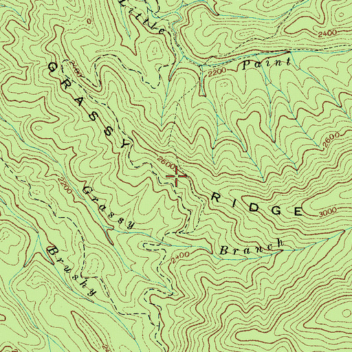 Topographic Map of Grassy Ridge, TN