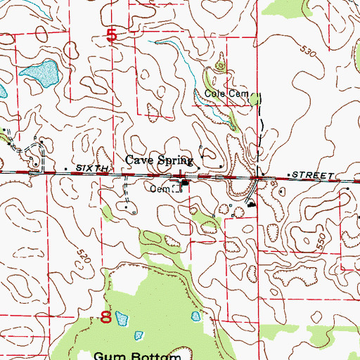 Topographic Map of Cave Springs Missionary Baptist Church, AL