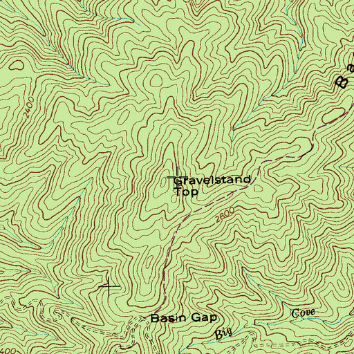 Topographic Map of Gravelstand Top, TN