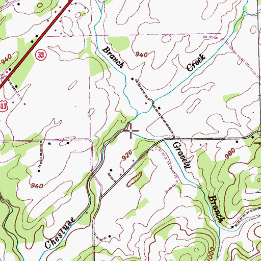 Topographic Map of Gravely Branch, TN