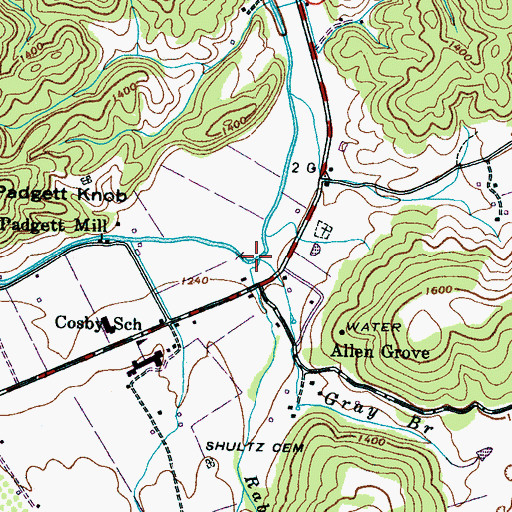 Topographic Map of Gray Branch, TN