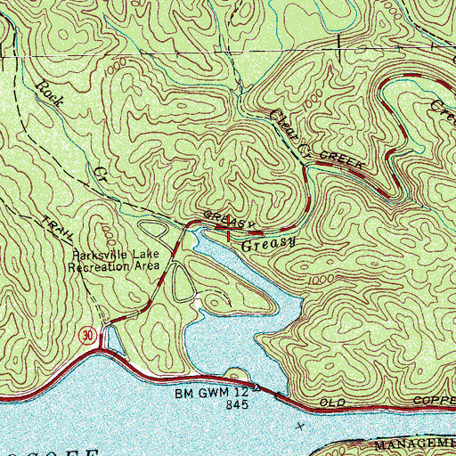 Topographic Map of Greasy Creek, TN