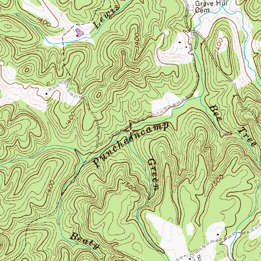Topographic Map of Green Branch, TN