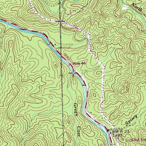 Topographic Map of Green Cove Branch, TN