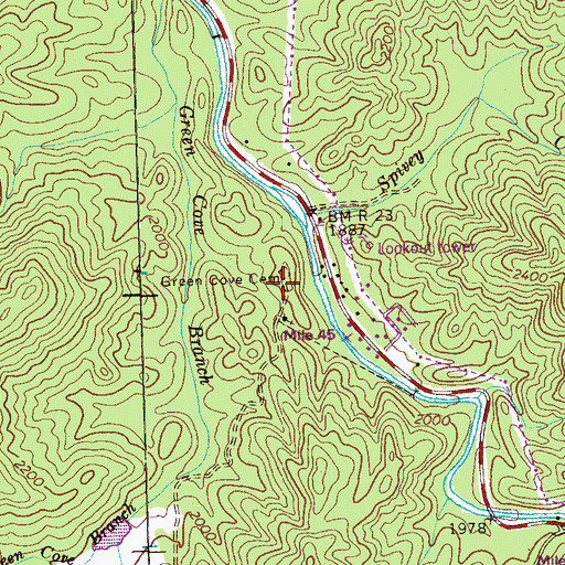 Topographic Map of Green Cove Cemetery, TN