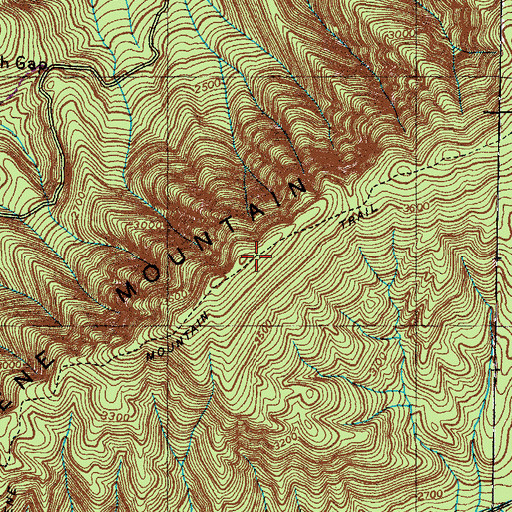 Topographic Map of Greene Mountain, TN