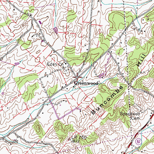 Topographic Map of Greenwood, TN
