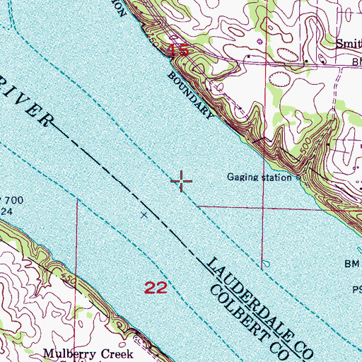 Topographic Map of Cheathams Ferry (historical), AL