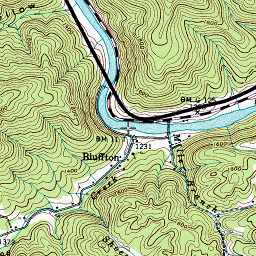 Topographic Map of Groundhog Creek, TN