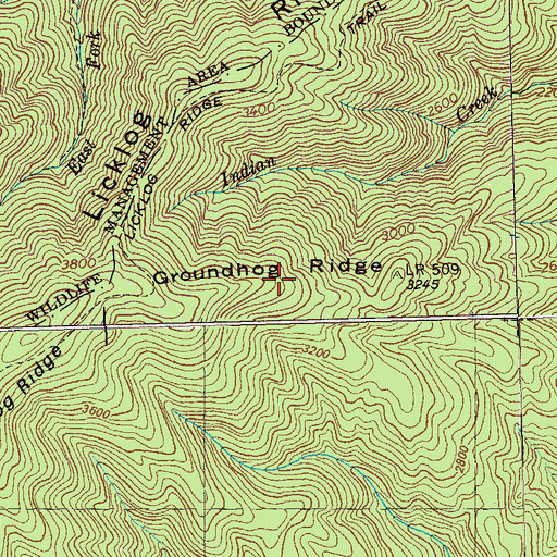 Topographic Map of Groundhog Ridge, TN